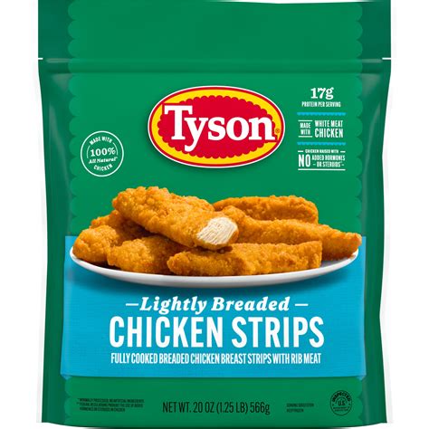 Tyson Lightly Breaded Chicken Strips, 20 oz (Frozen, Fully Cooked ...