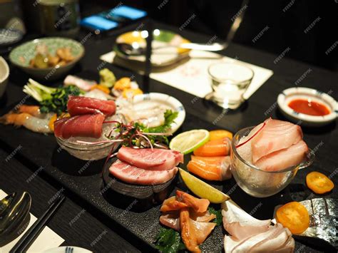 Premium Photo | Different types of sashimi