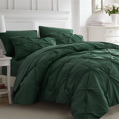 Amazon.com: Ubauba 7pc Dark Green Comforter Set Queen Size, Hunter ...