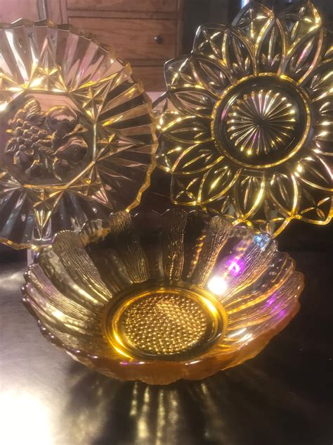 3 Pieces Yellow Depression Glassware - Etsy