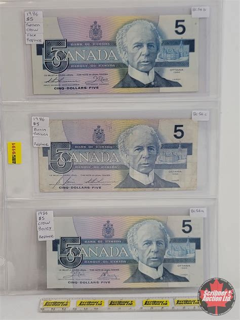 Canada $5 Bills 1986 X-Replacements (3) : - Thiessen/Crow #FNX5862380 ...