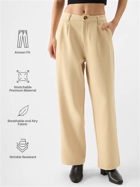 Buy Korean Pants: Beige Women Pants online at The Souled Store.