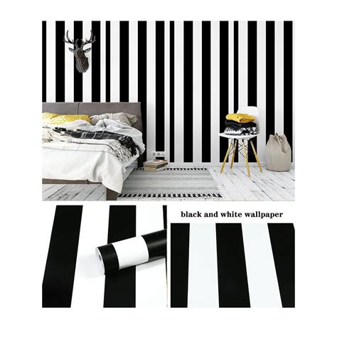 Buy XINOBO Stripe Black and White Contact Paper Peel and Stick ...