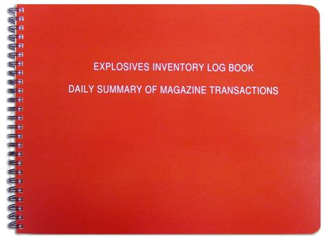 Bookfactory Explosives Inventory Log Book Daily Summary Of Magazine ...