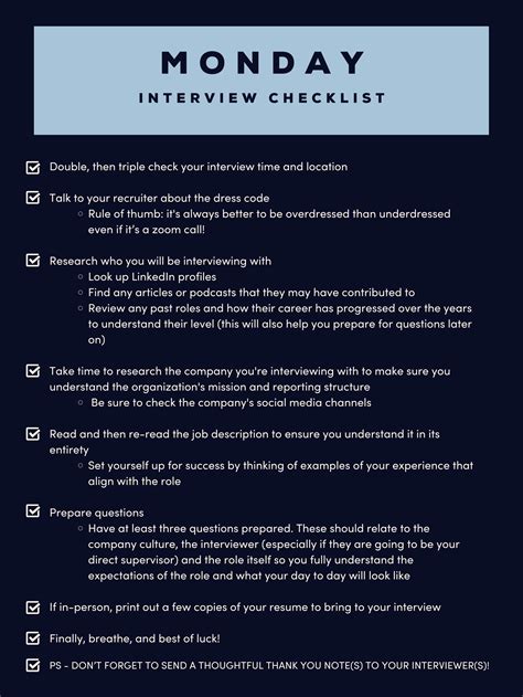 Job Interview Checklist Template 的图像结果