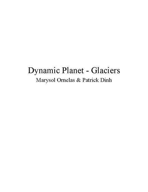 Science Olympiad 2025: Understanding Dynamic Planet - Glaciers - Studocu