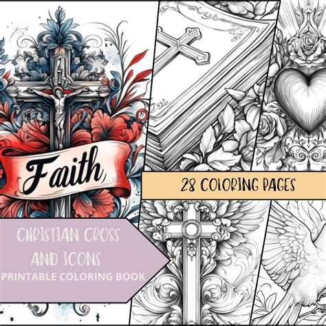 Christian Coloring Page, Printable Crosses Coloring Book, Religious ...