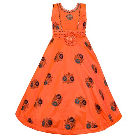 Buy Wish Karo Girls Long Frock Dress-(LF198org_Orange_8-9 Yrs) at Amazon.in