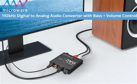CAMWAY 192kHz Digital to Analog Audio Converter with Bass Adjustment ...