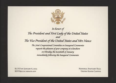 U.S. Senate: Invitation, Luncheon, 2025 Inaugural Ceremonies