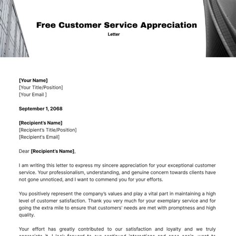 Customer Service Appreciation Letter Template - Edit Online & Download Example | Template.net