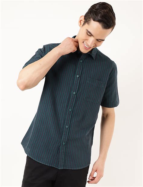 Buy Linen Mix Striped Spread Collar Shirt at Marks & Spencer