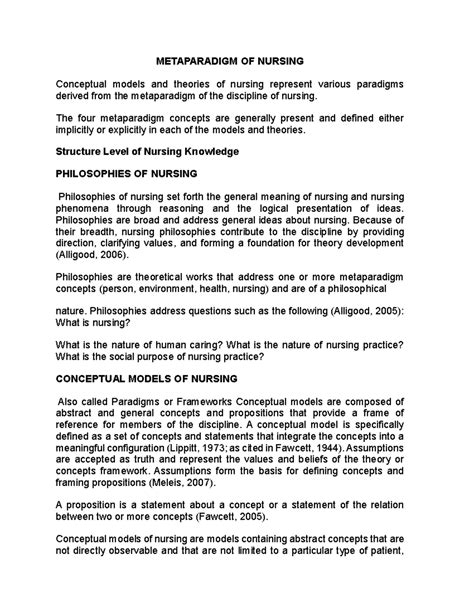 Metaparadigm OF Nursing - METAPARADIGM OF NURSING Conceptual models and ...