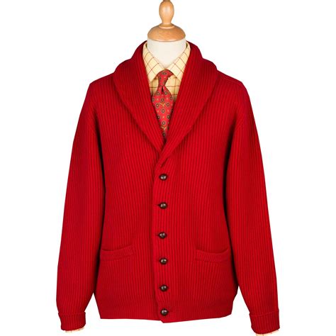 Red 4 Ply Red Lambswool Cardigan | Men's Country Clothing | Cordings