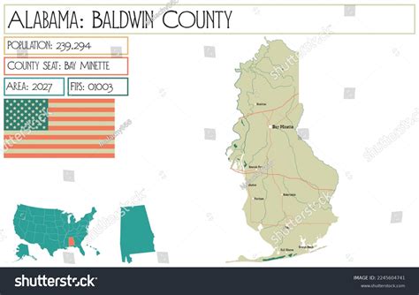 Large Detailed Map Baldwin County Alabama Stock Vector (Royalty Free) 2245604741 | Shutterstock