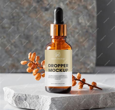 Premium PSD | Amber dropper bottle mockup design