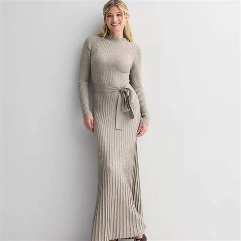 Women's Taylor Fit & Flare Rib Knit Maxi Sweater Dress