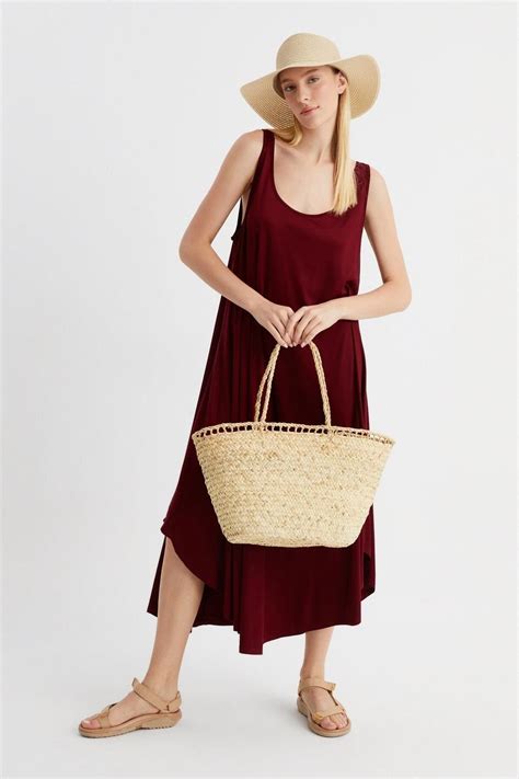 Askılı Bordo Asimetrik Kesim Midi Elbise - ALEXANDERGARDI | ElbiseBul