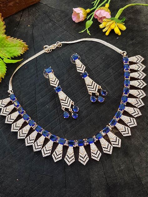 Premium White Gold Plated Sayara Collection designer Necklace set with ...