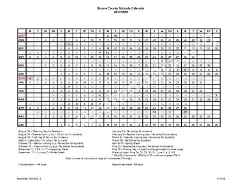 2017 - 2018 School Calendar | Boone County School District - Florence, KY