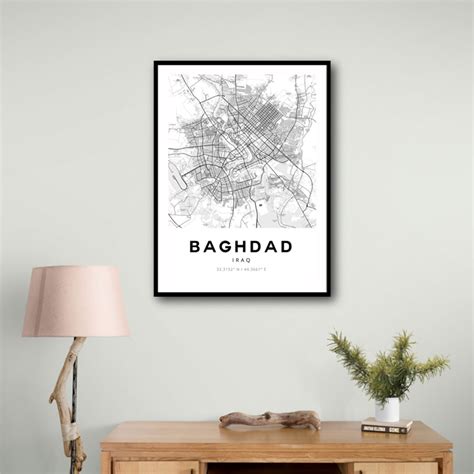 Baghdad City Map Wall Art