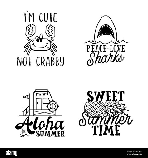 Summer badges set with different quotes and sayings - Im Cute Not ...