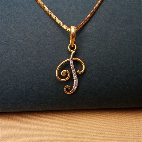 Buy P Erfecto Alphabet Gold Pendant 18 KT yellow gold (1.229 gm ...