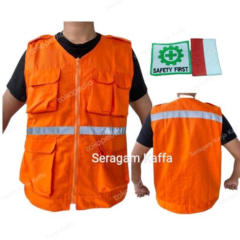 Jual Wearpack Rompi Premium katelpak Proyek lapangan rompi kerja Orange ...