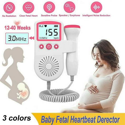 Ultrasonic Doppler Fetal Heartbeat Heart Rate Baby Detector Probe ...