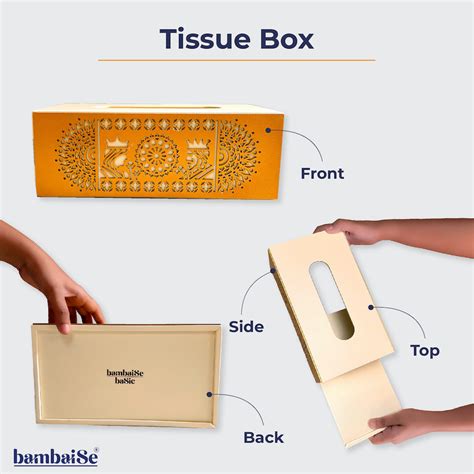 Buy Wooden White Gold Cutwork Tissue Box | Large Napkin Holder