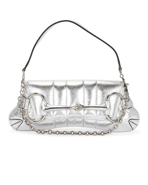 FWRD Renew Gucci Metallic Shoulder Bag in Silver | FWRD
