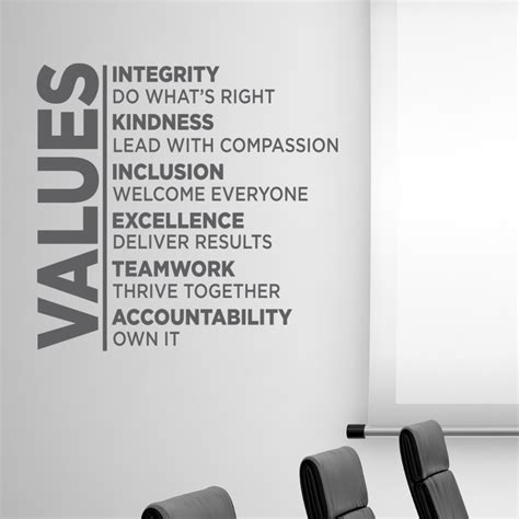 VALUES Wall Decal for Businesses | Promote Positive Work Environment | Positive work environment ...