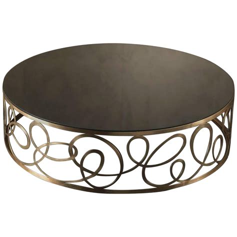 Round Marble Top Coffee Table with Bronze Supports at 1stDibs