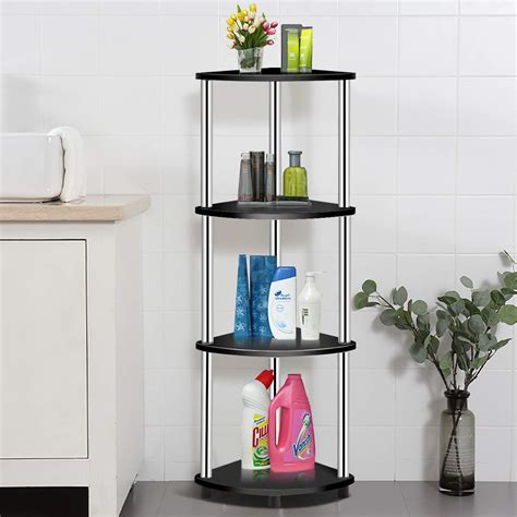Buy Tangkula 4-Tier Corner Shelf, Heavy Duty Steel Frame Corner ...