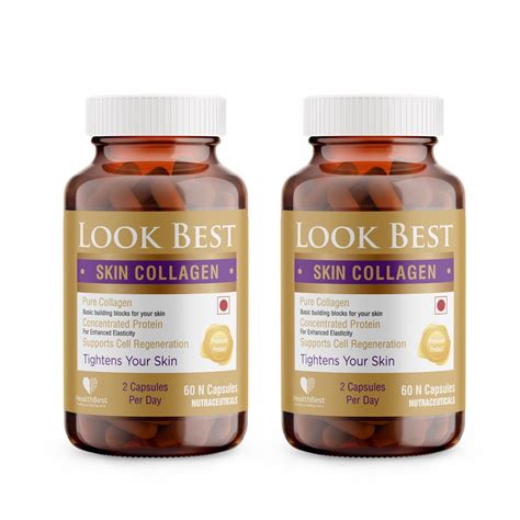 HealthBest LookBest Skin Collagen 60 Capsules | Pack of 2 : Amazon.in ...