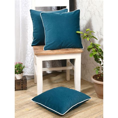 Buy The Home Story Clasiko Velvet Cushion Covers Teal with Piping (Set ...