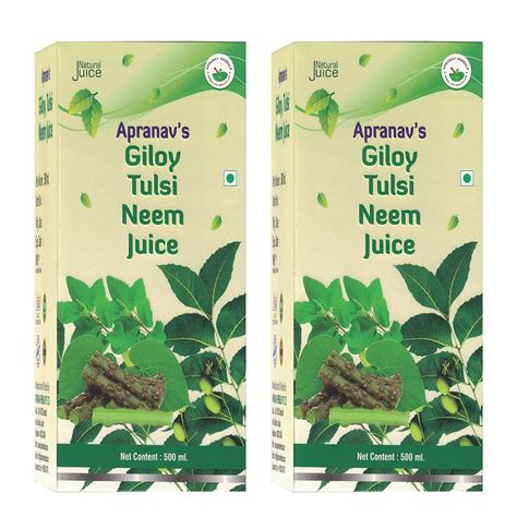 Apranav's 100% Pure Natural Neem Giloy Tulsi Juice 500ml (Pack of 2 ...