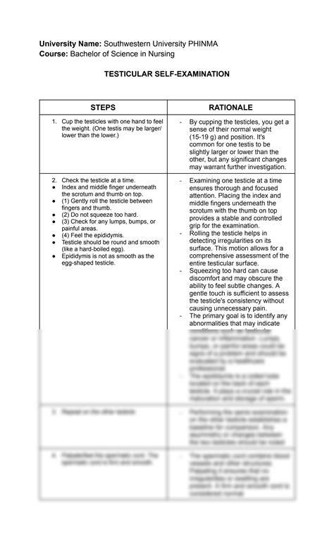 SOLUTION: Southwestern university phinma testicular self examination ...