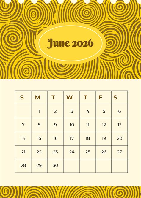 June 2026 Calendar Template Free