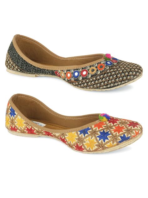 DESI COLOUR 2 Set of Authentic Womens Mojri,Punjabi Jutti-Hancrafted ...