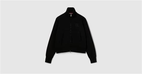 ブラッシュドコットンジャージー ジップ スウェットシャツ ・ブラック | GUCCI公式
