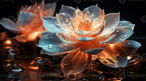 White and Orange Lotus Flowers with a Glowing Effect A Stunning and ...
