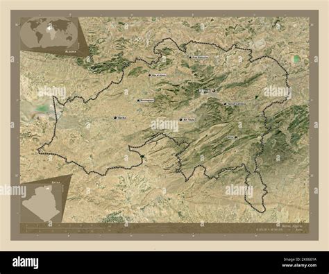Batna, province of Algeria. High resolution satellite map. Locations and names of major cities ...