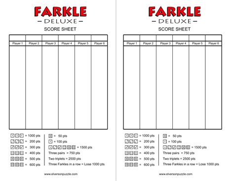 Farkle Score Sheet - Template Spark...: Premium Template - Template Spark