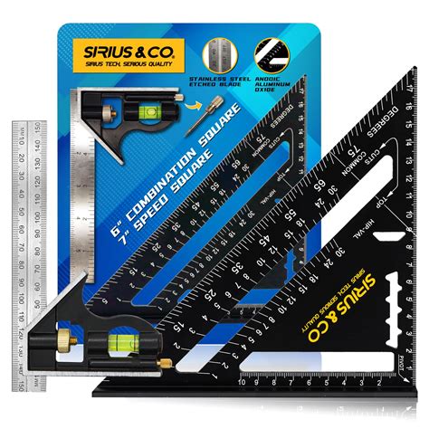 Sirius&Co 7" Metric Units Rafter Square Layout Tool with 6" Combination ...