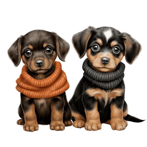 Two Clip Art Puppy Dogs, Dog Clipart, Winter Dog, Pet PNG Transparent ...