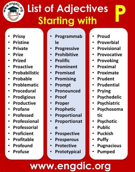 All Adjectives that Start with P (Sorted List) - EngDic