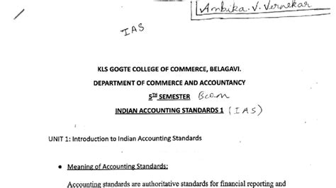 Indian Accounting Standards (IAS) Overview - 5th Sem BCom - Studocu