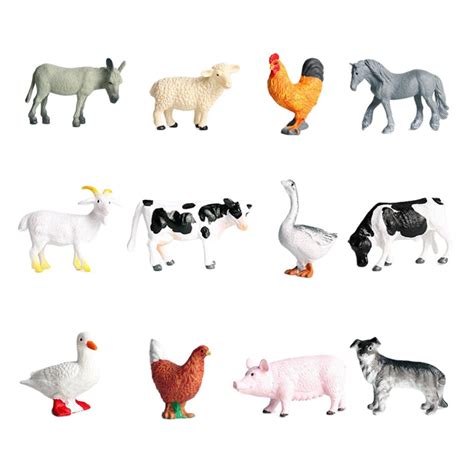 12 Pack Miniature Farm Animals Figures Toys Set, R... – Grandado