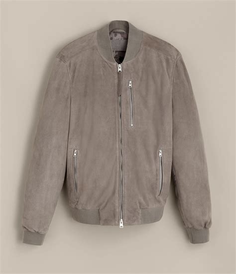 AllSaints Kemble Suede Bomber Jacket in Gray for Men - Lyst